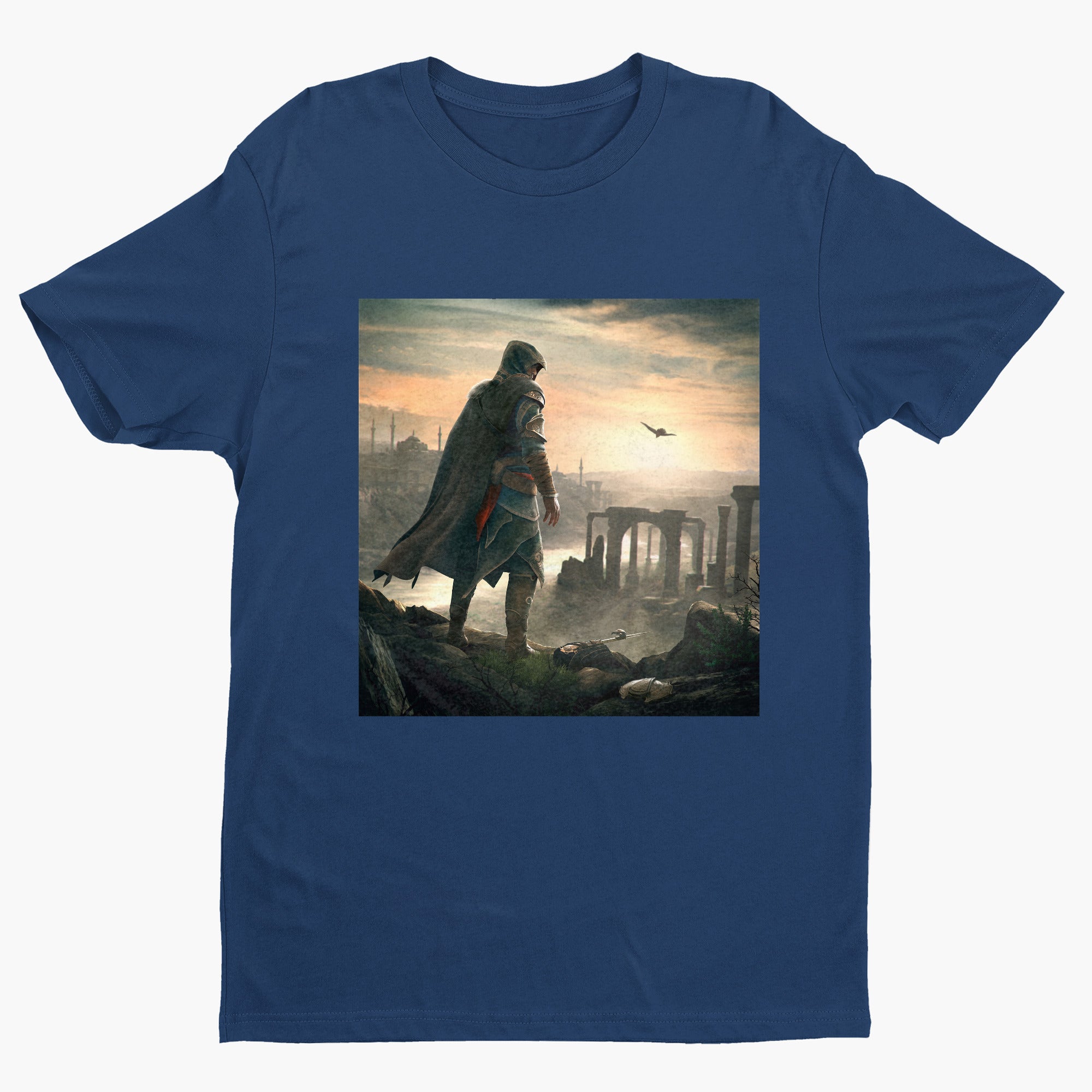 Assassin's Creed Revelations Ezio promo art tee - navy unisex t-shirt, front view